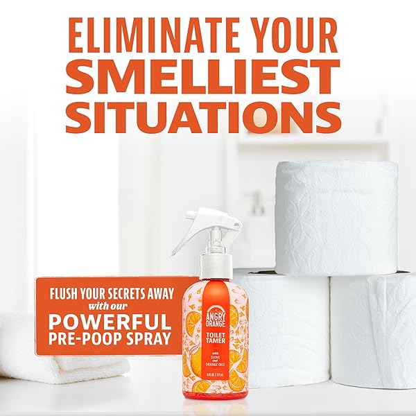 ANGRY ORANGE TOILET TAMER BATHROOM SPRAY – CITRUS ORANGE SPICE – 6 OZ