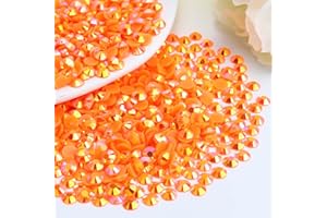 Briskbloom 2000PCS 5mm Resin Flatback Rhinestone, Orange AB Color Flatback Jelly Resin Rhinestones for Mugs, Bottles, Tumblers, Craft Decoration, Loose Bling Glitter Diamond Stone