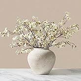 White Cherry Blossom Branches – 6 Pcs 33.5" Long Stem Artificial Flowers for Tall Vase, Premium Faux Silk Spring Decor, Realistic Fake Cherry Blossoms for Home, Wedding & Table Centerpieces