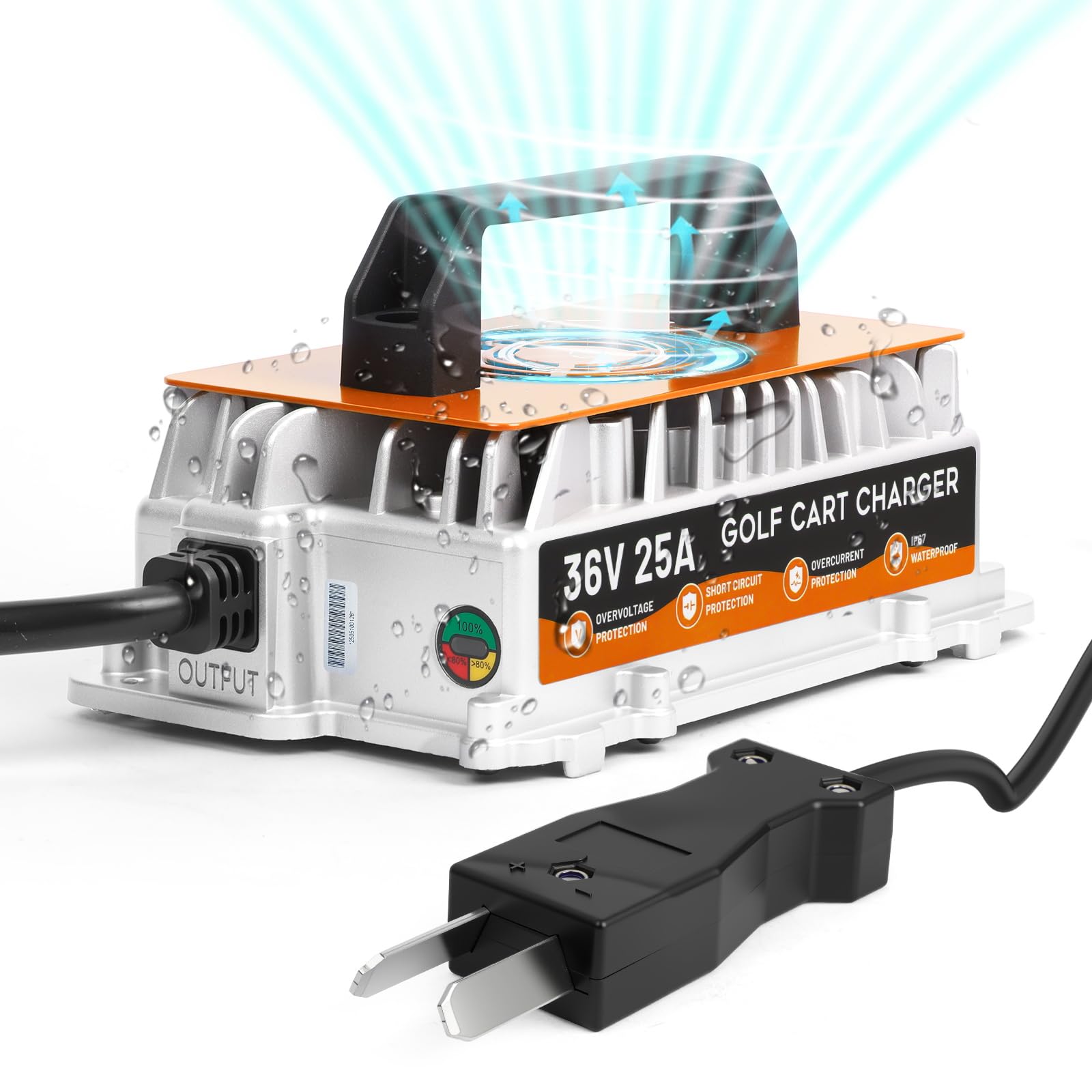 Photo 1 of 36 Volt Golf Cart Battery Charger, for EZGO/Yamaha/Club Car Battery Charger 36 Volt 25 AMP, IP67 Waterproof Fully Automatic Smart Fast Charging with 16Ft Cable, for Lead-Acid Batteries