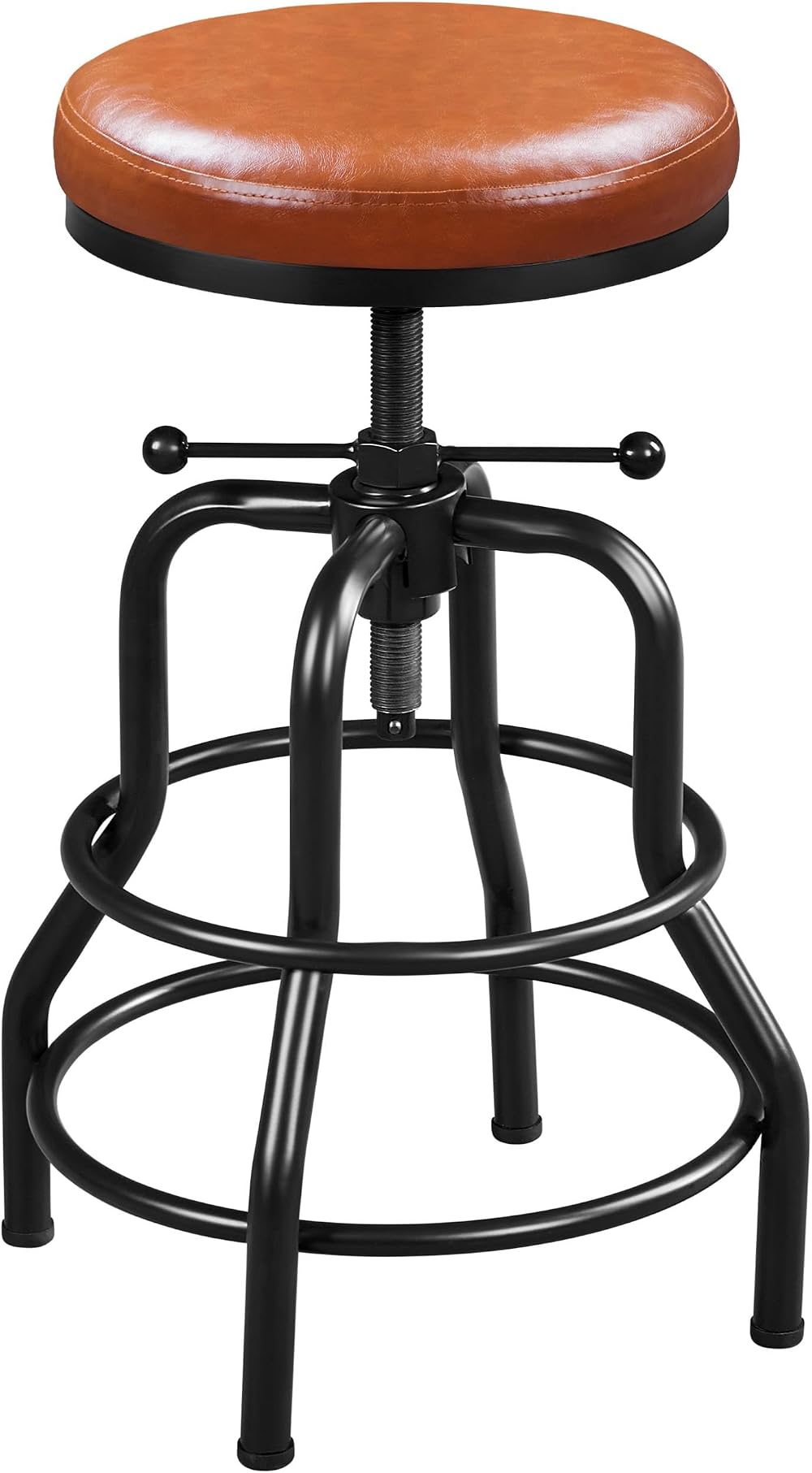 Yaheetech Industrial Height Adjustable Bar Stool Rustic Faux Leather