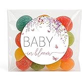 Baby in Bloom Stickers, 120Pcs 2 Inch Floral Baby Shower Favor Labels, Butterfly Flower Party Decorations, Gender Reveal Supplies, Gift Bag Seals