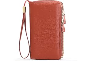 SENDEFN Leather Women Wallet RFID Blocking Zipper Around Phone Holder Clutch Wristlet Large Capacity