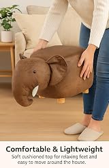 Muddy Hands Elephant Foot Rest Stool - Kids' Ottoman with Wooden Legs view 7