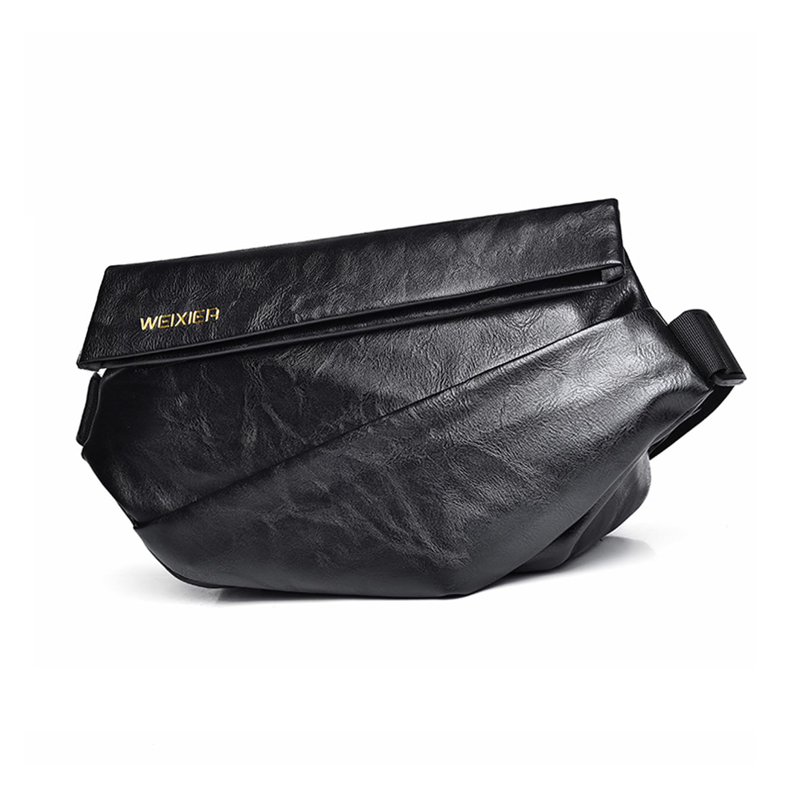 FANDARE Sling Bag Men Chest Bag PU Leather Shoulder Bag Ultralight Chest Crossbody Bags Vintage Waterproof Small Backpack for Outdoor Work Hiking Running Sport Business Travel Bag Black