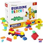 FlatGoat 208 Piece Large Building Blocks Set - Classic Big Bricks Compatible with All Major Brands, STEM Educational Toys for
