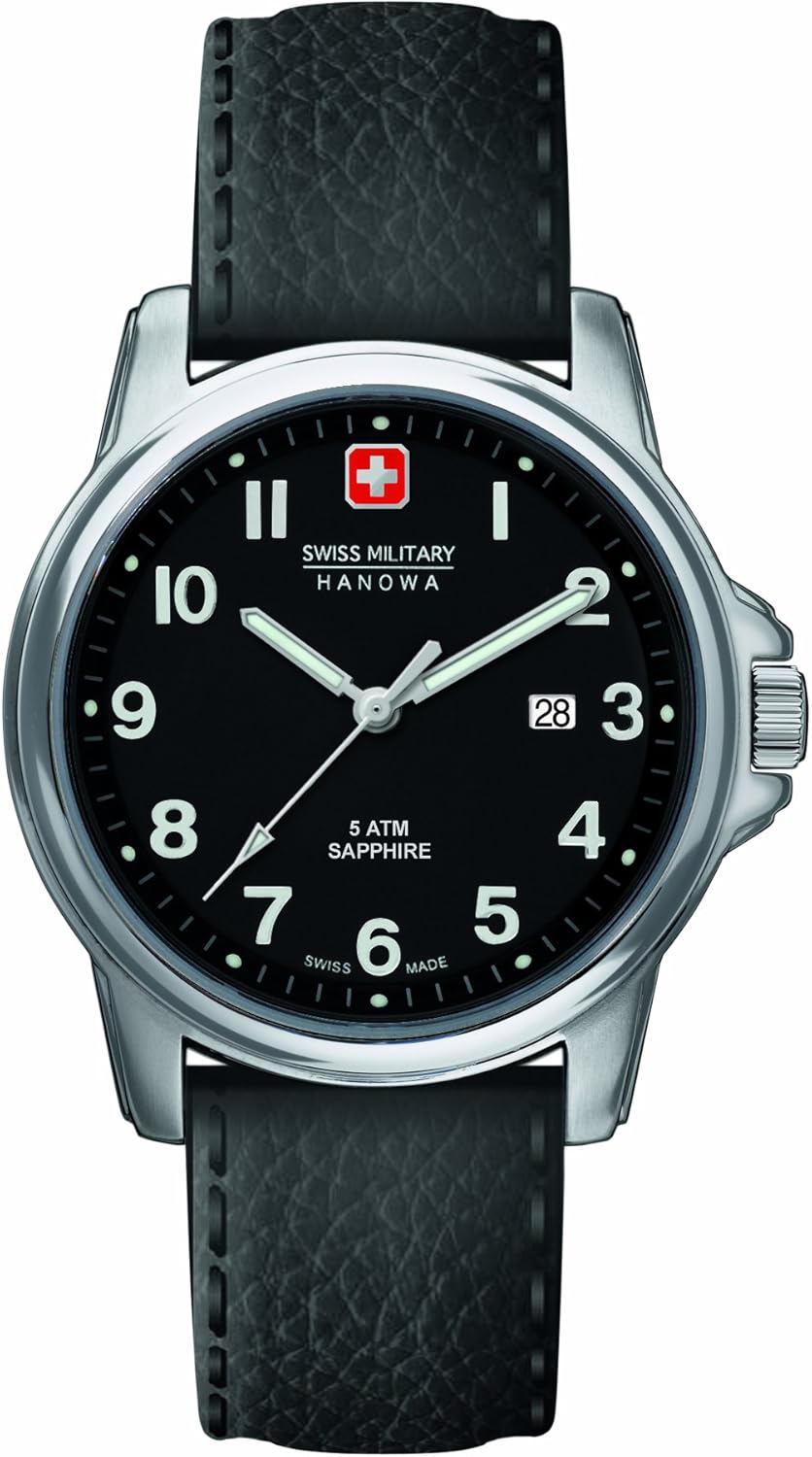 Swiss Military Men's Quartz Watch with Black Dial Analogue Display and