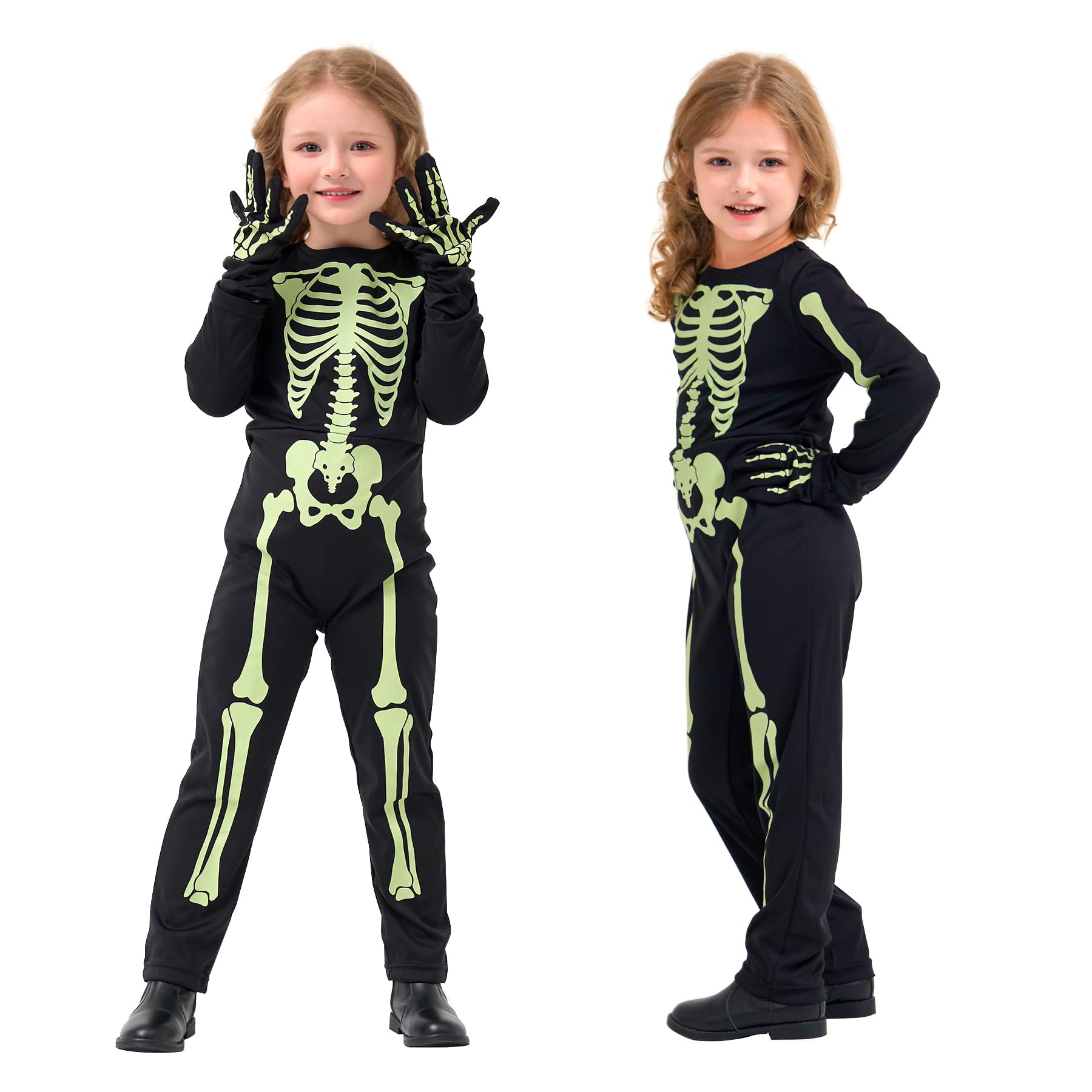 Photo 1 of ****NEEDS TO WASHED****Party Talk Kids Skeleton Costume Glow in the Dark Skeleton Costume Halloween Toddler Ghost Onesie with Gloves for Boys Girls