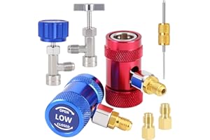 YMXFAWO R1234YF & 1234YF AC Adapter Kit, Quick Coupler Valve Tool for Automotive Air Conditioning Service, Fits 1/4” & 1/2” HVAC Charging Hoses (7 Pack)
