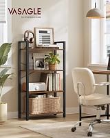 VASAGLE 4-Tier Bookshelf Steel Frame Rustic Brown 30x66x120 cm LLS60BX view 2