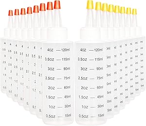 Youngever 16 Pack Plastic Squeeze Bottles with Tip Cap, HDPE Squeeze Bottles for Crafts, Food Art, Glue, Henna, Ketchup, BBQ, Sauces, Syrup (4 Ounce)