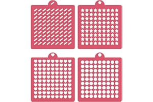 4 Pack Reusable Royal Icing Sprinkle Stencils Gem Glitter Stencils Bakery Stencil Template Set for Cookie Cake and Cupcake,Cr