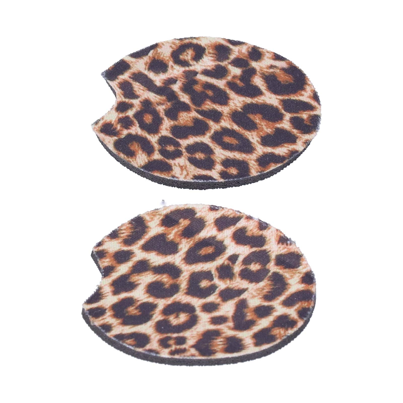 2PCS Car Coasters for Drinks Absorbent, Leopard Car Coasters Neoprene Cup Coaster Car Cup Holder Insert Coasters Rubber Car Cup Pad Mat Universal Vehicle Interior Accessories for Women Girls