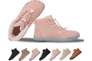 MOCHINI Snow Boots Mens Womens Winter Footwear Barefoot Shoes Warm Fur Lined Ankle Booties Hiking Trekking Trail Climbing Shoes Lace Up Anti-Slip Waterproof Hiking Boots, Wide Walking Shoes