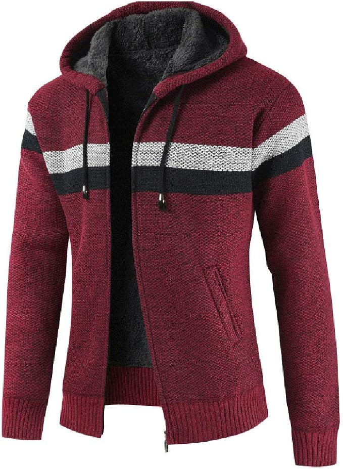 Amazon スポーツウェア メンズ Racazing 編み セーター フード付き パーカー 綿 100 男 ジッパー パーカー 秋冬 メンズ レジャー ジッパー 長袖 パーカー メンズ ファッション 服 裏起毛 コート 暖かい 通勤 事務服 オフィス制服 通販