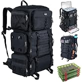 Goture 72L Fishing Tackle Backpack with Cooler &amp; 4 3700 Tackle Boxes | 600D Oxford,Dry&amp;Wet Compartment,Insulated Cooler,2 Rod Holder,Rain Cover,Adjustable Dividers,for Travel Camping Hiking