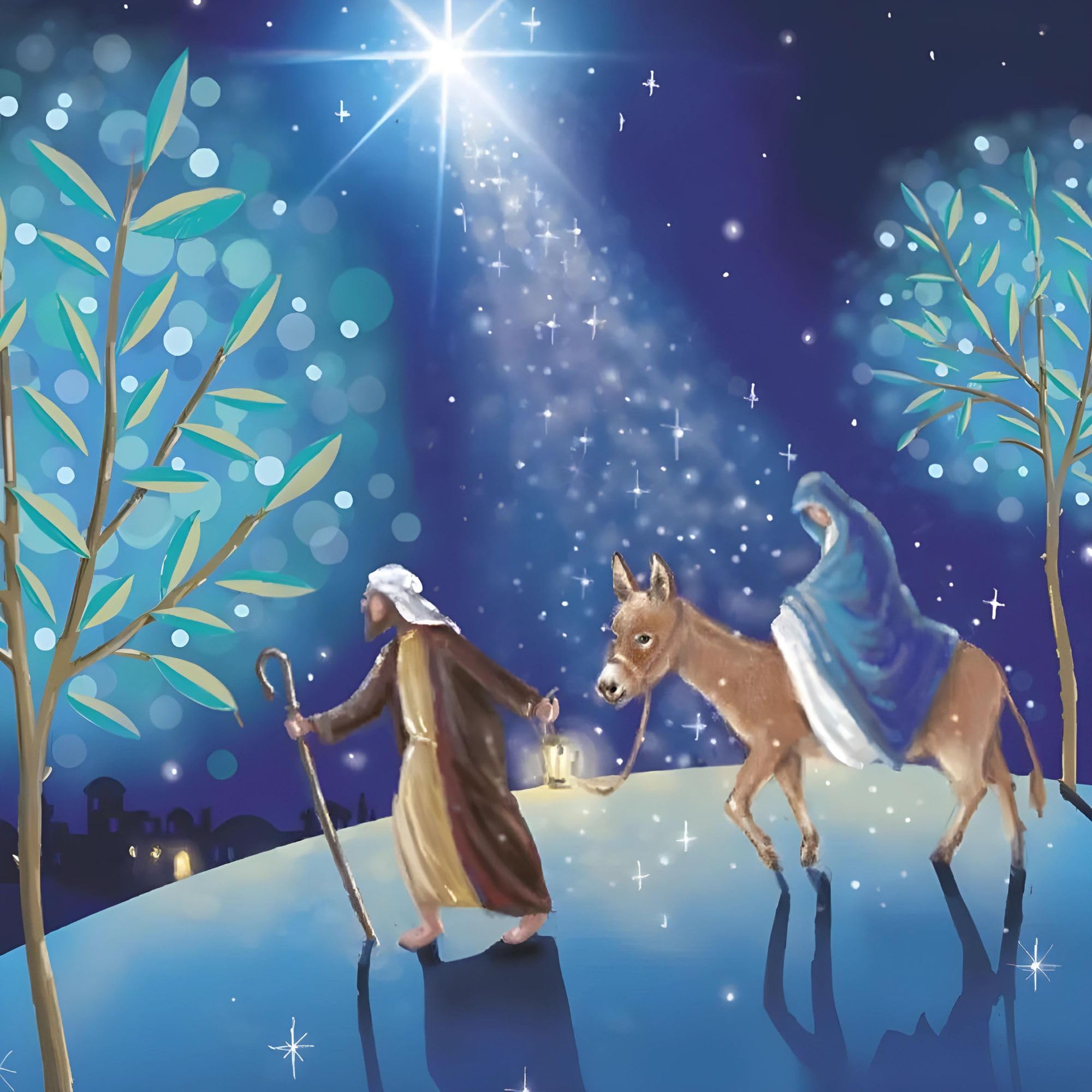 GBCC Charity Christmas Cards Pack of 10 - Premium Religious Christmas Greeting Cards Multipack with Envelopes - Mary & Starlight Design - Supporting UK Charities