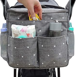 Kinderwagen Organizer Bag mit Kinderwagenaufsätzen. Große Kinderwagen Isolierte Babytasche. Geschenk für Neugeborene, Säuglinge, Kleinkinder. 3 Tragemöglichkeiten - Schulter, Umhängetasche, Rucksack.