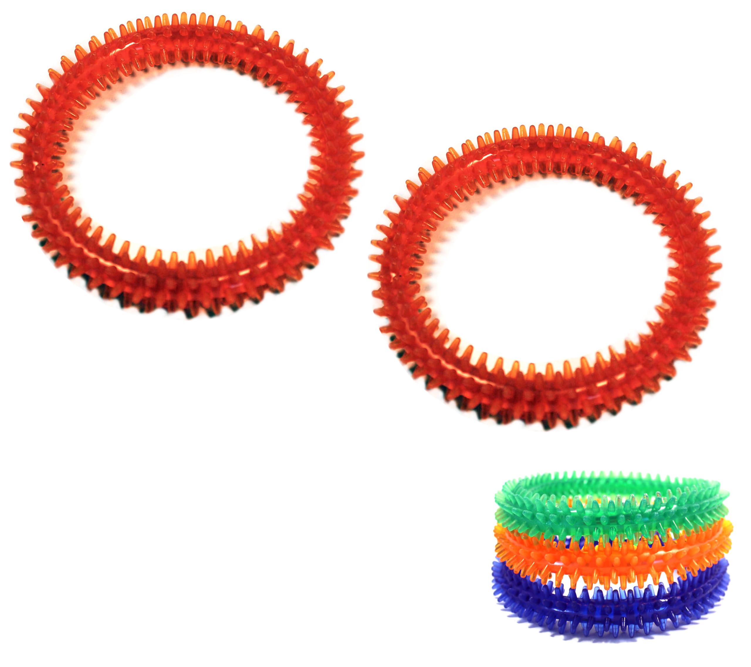 Honeey Puppy Biting Dog Chew Ring Toy Dental Soft Rubber Teething Training, Dogs less than 10kg (2x Orange Rings)