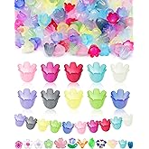 FIVEIZERO 300PCS Acrylic Lily Bell Flower Bead Caps, 10 Colors Trumpet Floral Beads Charms for Bracelets, Necklaces & DIY Jewelry Making Crafts