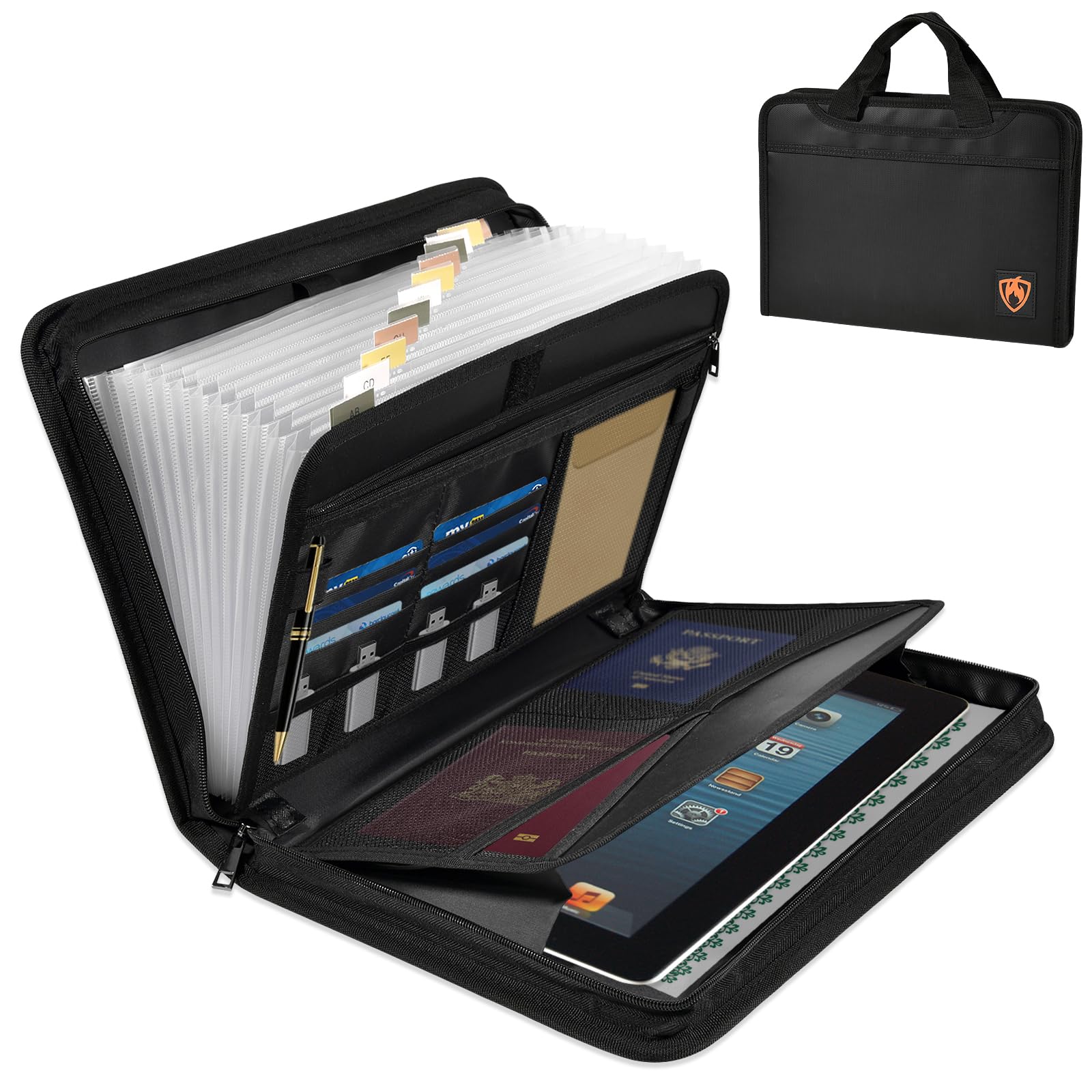 Document Bag Safe Fireproof Waterproof Fireproof Document Box Money Bag for Documents Storage Bag with Zip 36 x 26 x 5 cm