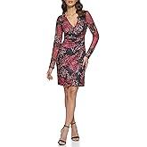 Guess Womens Fitted Long Sleeve V-Neck Dress