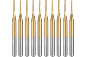 uxcell 10Pcs 1.2mm Titanium Coat Carbide End Mill Engraving Milling Cutter CNC Router Bits for PCB Machine, 1/8" Shank