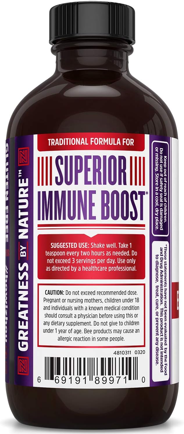 Zhou Nutrition Elderberry Syrup - Organic Sambus Black Elderberry, Raw Honey, Apple Cider Vinegar & Propolis - Immune System Booster During Cold Winter Months: Health & Personal Care