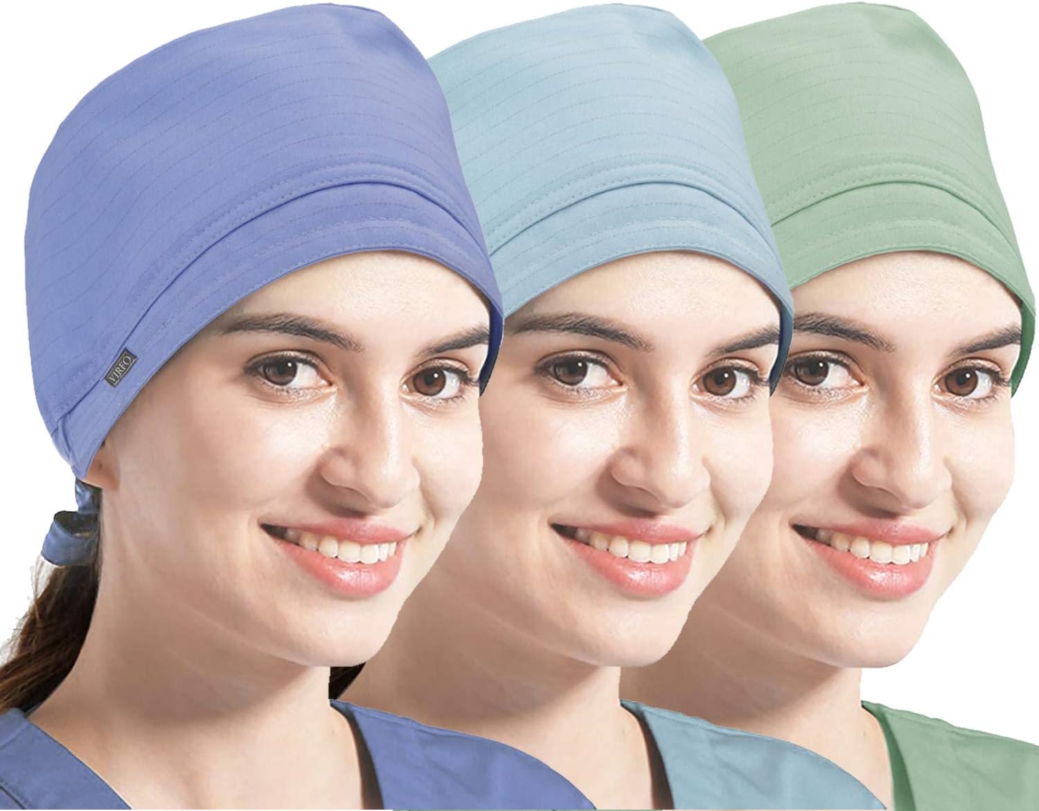 Doctor Surgical Scrub Hat Nurse Medical Anti-Static Scrub Cap One Size Dome Hats for Women Men (3pcs)