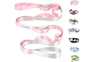 MOULYAN Stretching Strap Yoga Strap for Physical Therapy,10 Loops Yoga Straps for Stretching,Non-Elastic Stretch Strap for Pilates, Flexibility, Exercise, Stretch Band Women Men