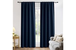 PONY DANCE Blackout Curtains for Bedroom 96 inches Long 2 Panels Set, Thermal Insulated Rod Pocket Black Out Window Drapes, N