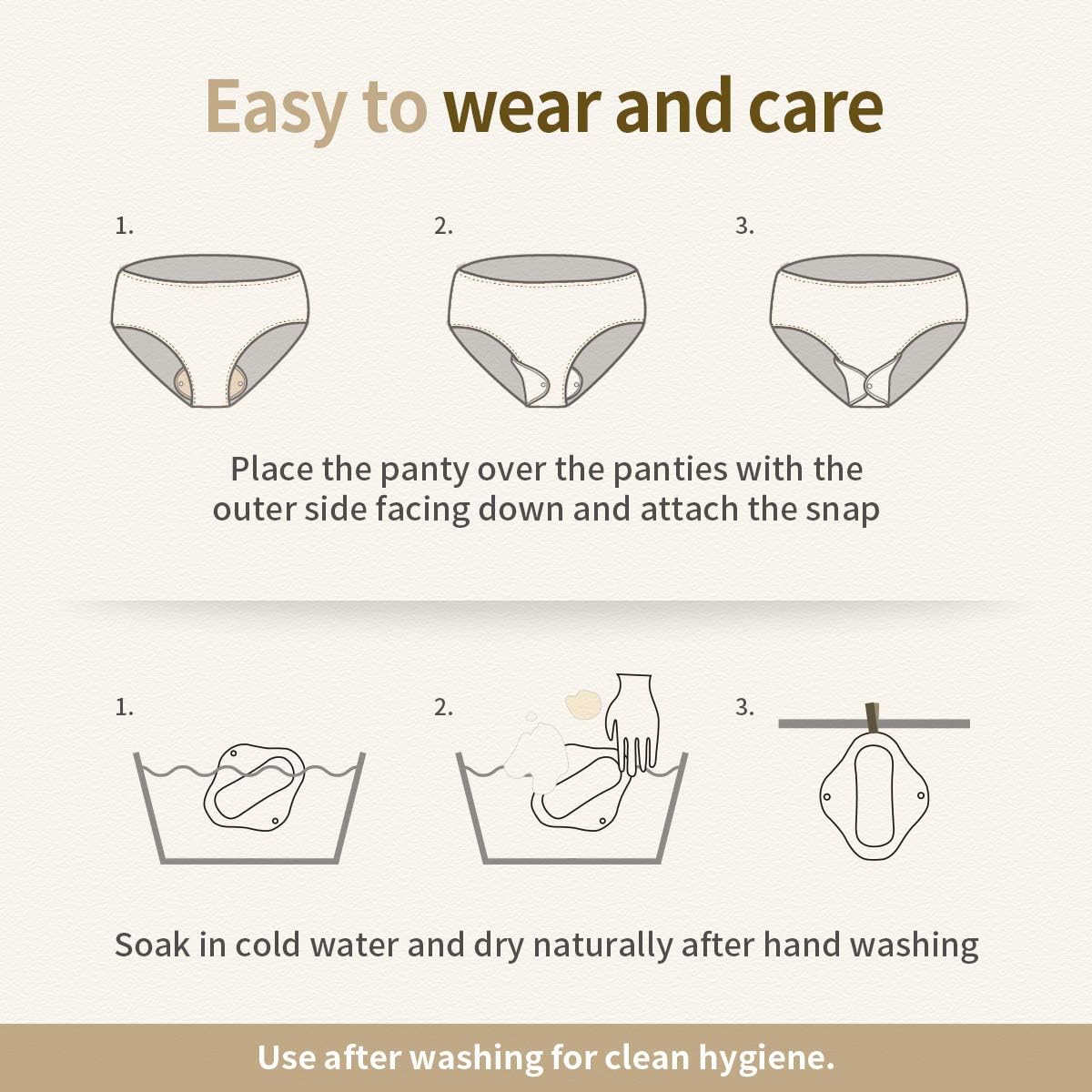 think ECO [Original Natural Brown Pad 5p] Organic Reusable Cotton Pads, Menstrual Pads, Sanitary Napkins, Five Pads Set [5-Pads] FDA Registered (Original, Day Pad Plus_L 5P): Health & Personal Care