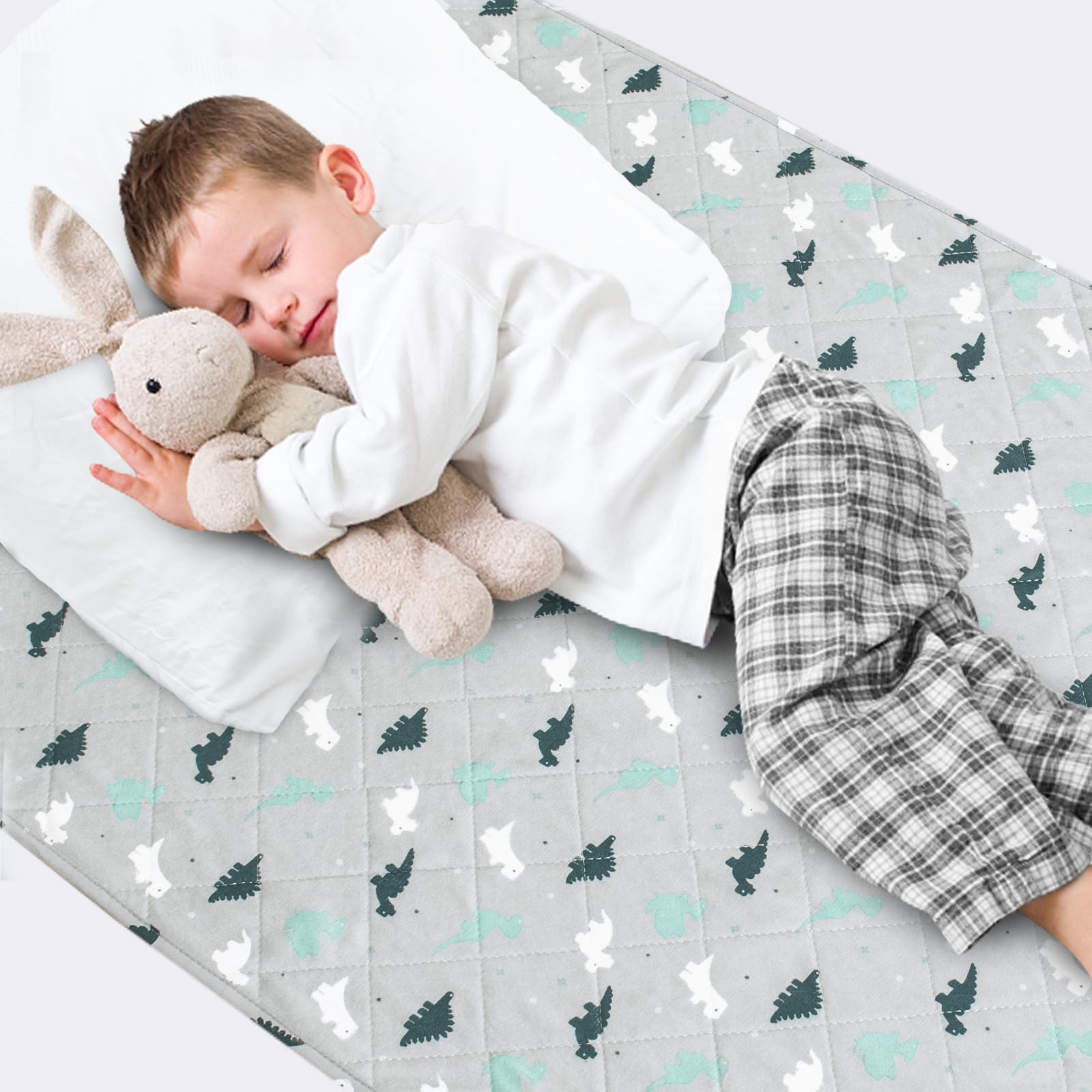 Photo 1 of Potty Training Pee Pads for Kids, Toddlers Mattress Pad 100% Waterproof, Non Slip 34''x 36'' Bed Wetting Pad for Twin Beds, Washable, Reusable Mattress & Sheet Protector, Dinosaur