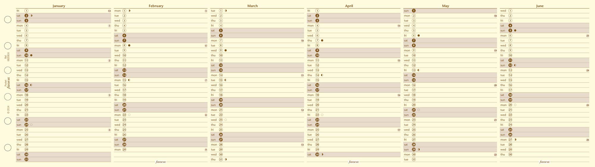 Filofax Pocket Year Planner Cotton Cr.(E) 2022