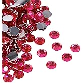 2000 Pcs Flat Back Crystal AB Flatback Rhinestones Round Glass Gems Beads Diamond for Nail Art,Craft Decorations,Clothes Shoes DIY (Dark Rose, 4mm)