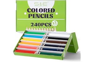 S & E TEACHER'S EDITION Colored Pencils 240Pcs,Coloring Pencils Set for Adults Kids Drawing Pencils for Sketch, Woodcase Lead Pencils, Wooden Colored Pencils, Back to school Christmas Gifts