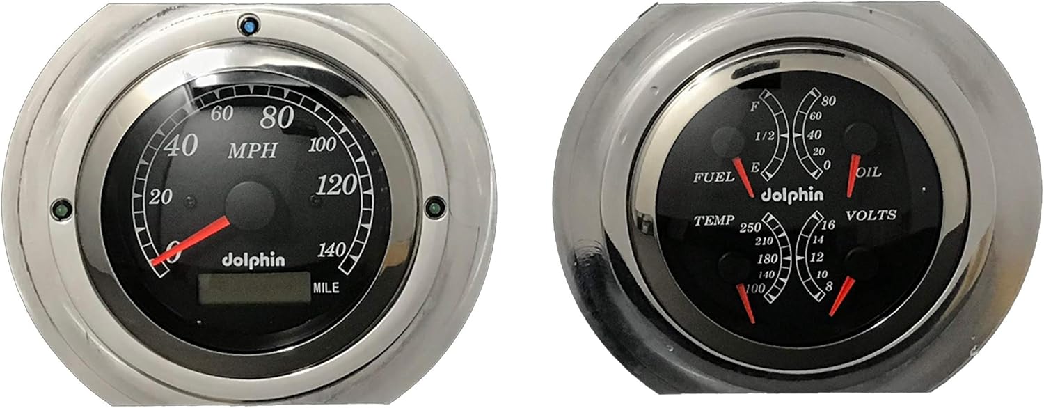 Compatible with 1951 1952 Ford Truck 3 3/8" Quad Style GPS Gauge Dash Cluster Panel Black