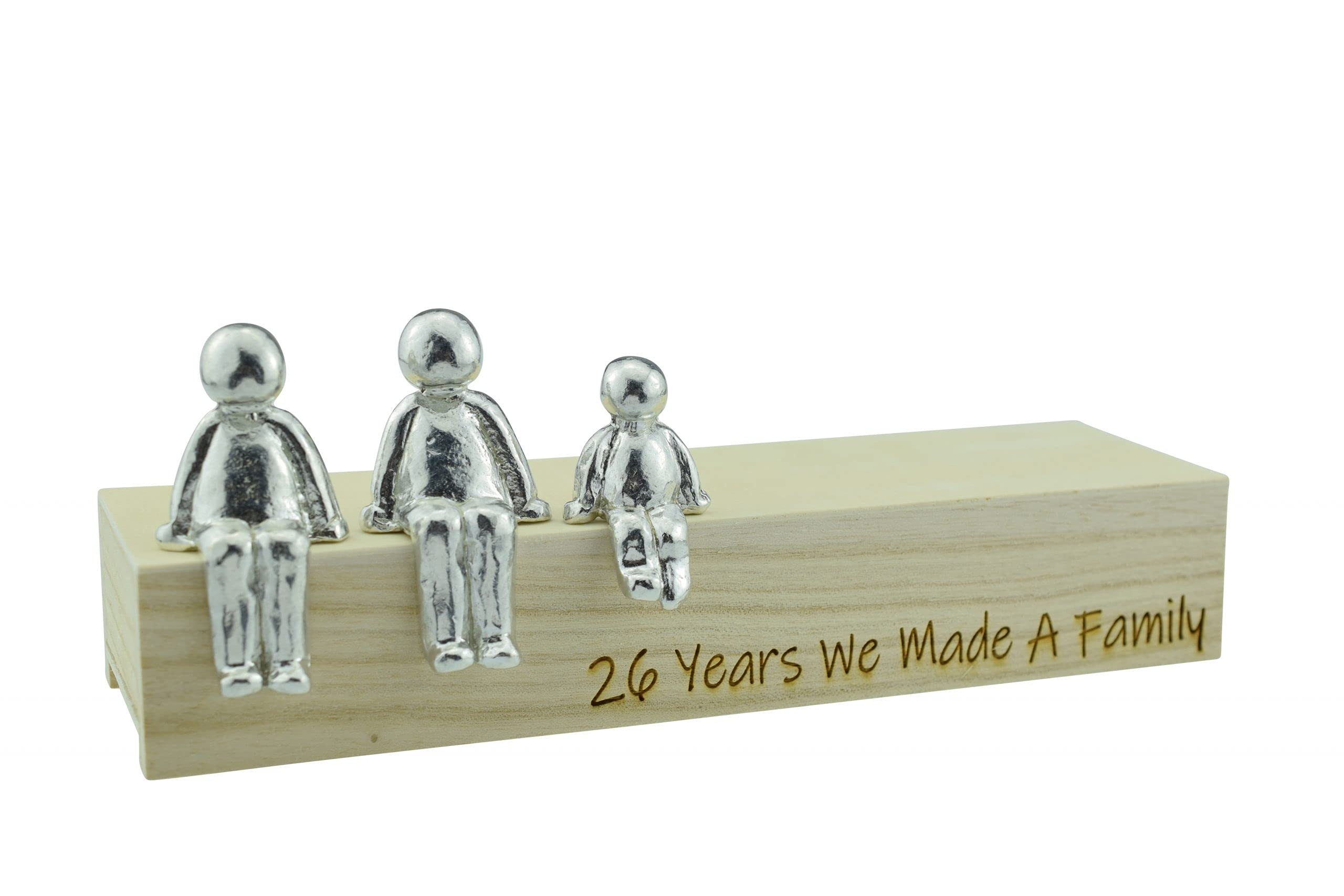 Pirantin 26th Anniversary Idea - 26 Years We Made A Family Metal Ornament - Choose Your Family Combination Box & Woodgrain May Vary(1 Child)