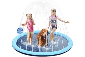 Eooqi Non-Slip Kids Splash Pad 67 Inch Inflatable Toddler Splash Pad Thicken Water Play Dog Sprinkler Backyard Garden Lawn Pool Mat Outside Toys Gifts for Baby Toddler Boys Girls Children Ages 3-12
