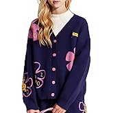 Barry Banny Girls'Cute Flower Cardigan Sweater Long Sleeve V Neck Button Down Knit Outwear 6-16Y