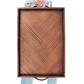 SXNOWS Large Ottoman Wooden Trays, Wood Serving Tray with Handles, Large Ottoman Tray, Wooden Serving Trays for Coffee Tables, Living Rooms and Kitchens, 24 x 16 inch