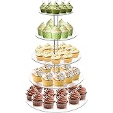 5 Tier Round Cupcake Stand for 50 Cupcakes, Acrylic Clear Cupcake Display Stand, Cupcakes Holder Stands for Birthday Party Baby Shower