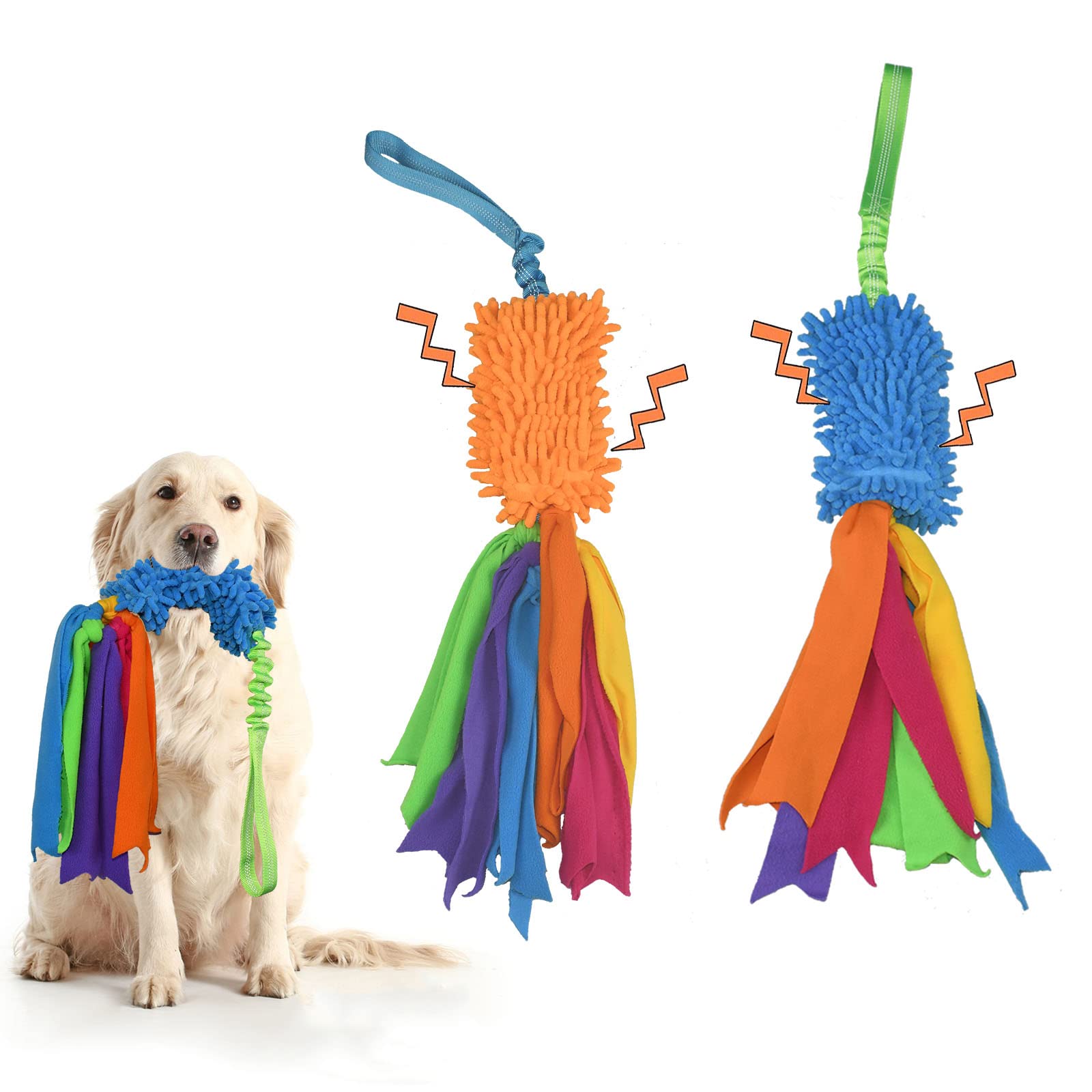 TEKCAM 2 Pack Mop Bite Tug for Agility Dog Squeaky Dogs Rope Toy Outdoor Chasing Chew Toy Interactive Agility Dog Fun Dog Toy for Small Medium Large Dogs