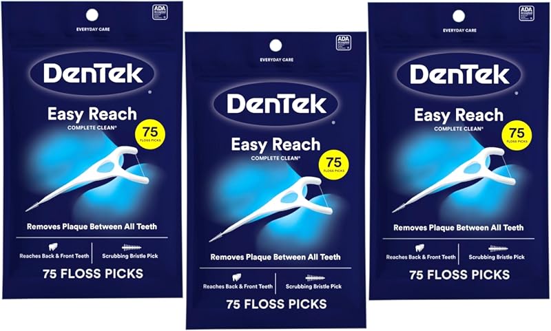 DenTek Complete Clean Floss Picks 225 Count Pack of 3 Mint