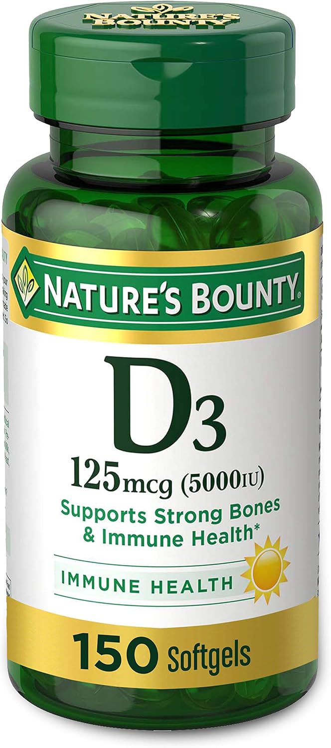 Vitamin D by Nature’s Bounty for immune support. Vitamin D provides immune support and promotes healthy bones. 5000IU, 150 Softgels: Health & Personal Care