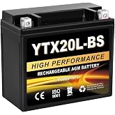 Daakmax YTX20L-BS 12V 20Ah AGM Sealed Motorcycle Battery, Maintenance-Free, Compatible with ATV UTV Snowmobile Honda Gold Wing GL1800, TRX680, VTX1800