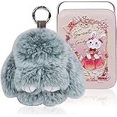 Sevflow Bunny Cute Keychain with Tin, Handmade Plush Bunny Keychain Accessories for Women, Adorable Charm for Phones Bags