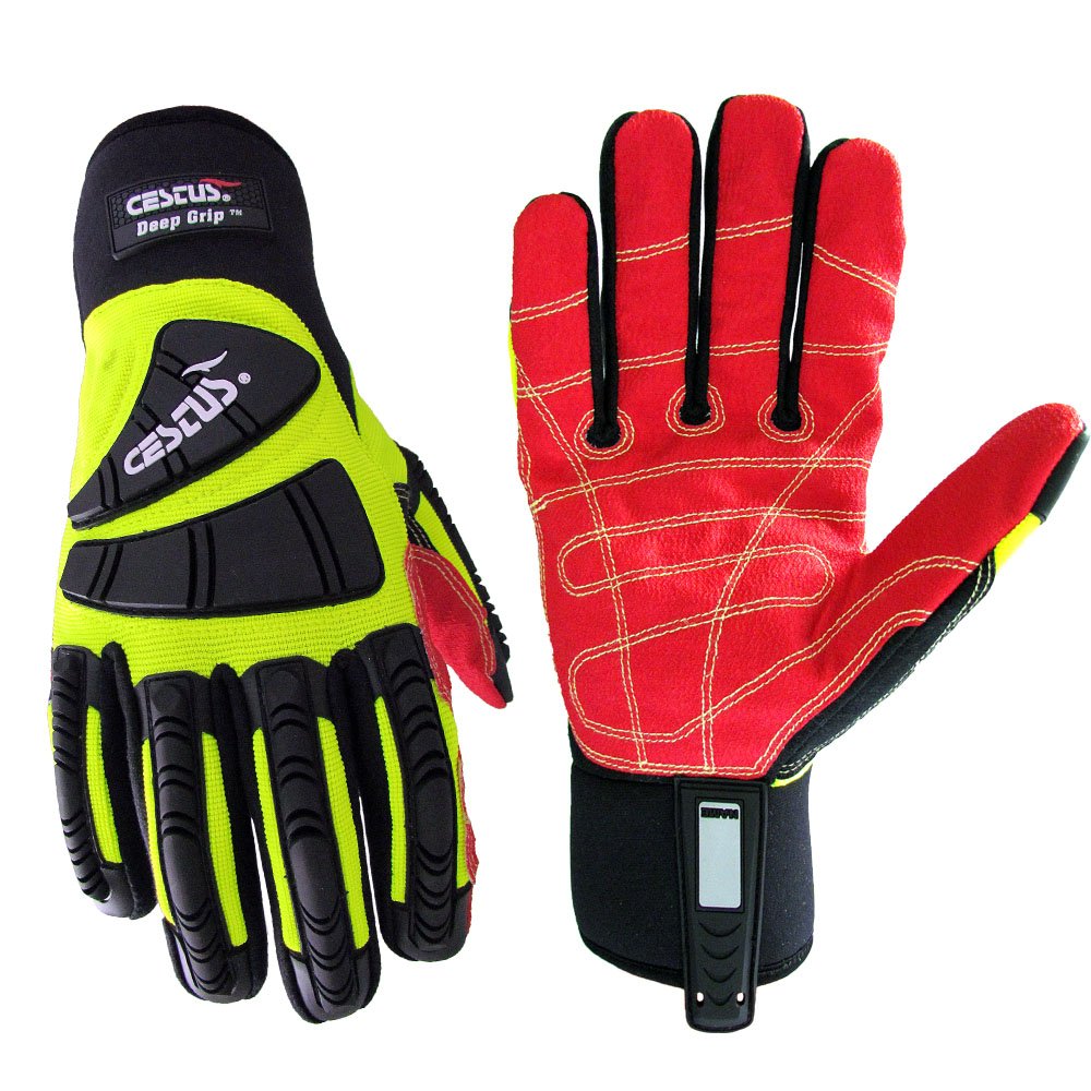 Cestus DEEP GRIP GR-3026 3XL Pro Series Deep Grip Oil Resistant Impact Glove, Work, Cut Resistant, 3X-Large, Green