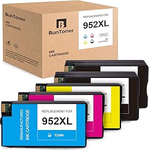 BUNTONER Remanufactured Ink Cartridges Replacement for HP 952 XL 952XL use with HP OfficeJet Pro 8720 8710 7740 8715 8702 8740 8210 (2 Black, 1 Cyan, 1 Magenta, 1 Yellow, 5-Pack)