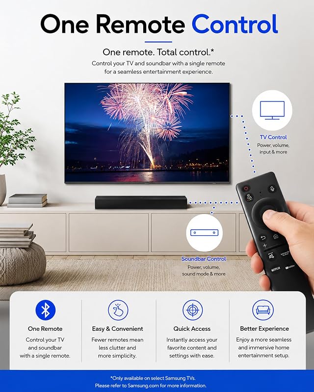 HW-QS710GF Q-Series 3.1.2 Canali Soundbar per TV, altoparlante TV con subwoofer wireless da 6,5", Dolby Atmos wireless e DTS:X, SpaceFit Sound, Q-Symphony [Versione Tedesca]